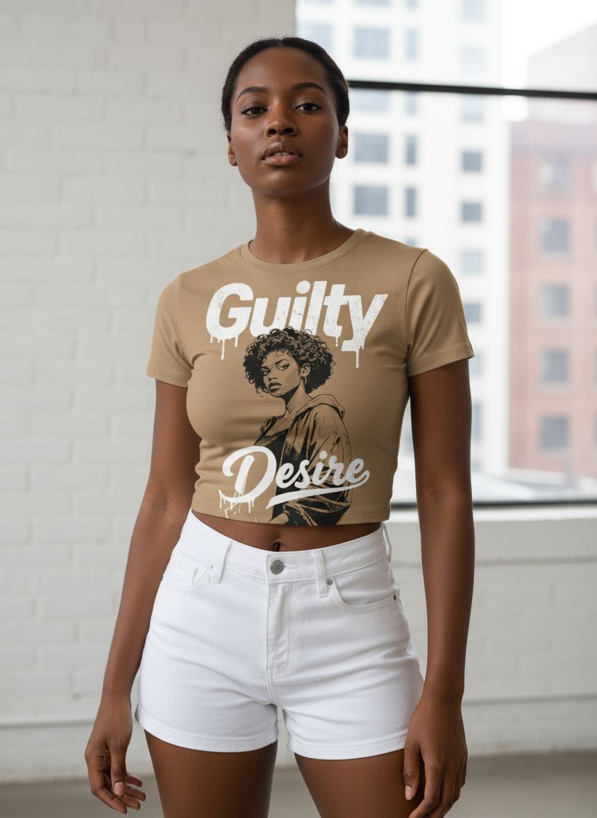 Short Sleeve Crop Top — Tan - Guilty Desire Shop