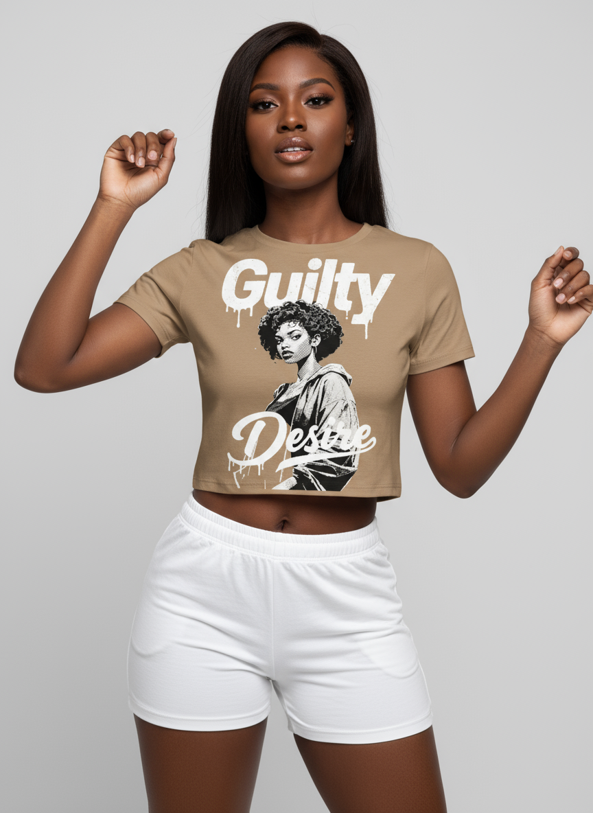 Short Sleeve Crop Top — Tan - Guilty Desire Shop