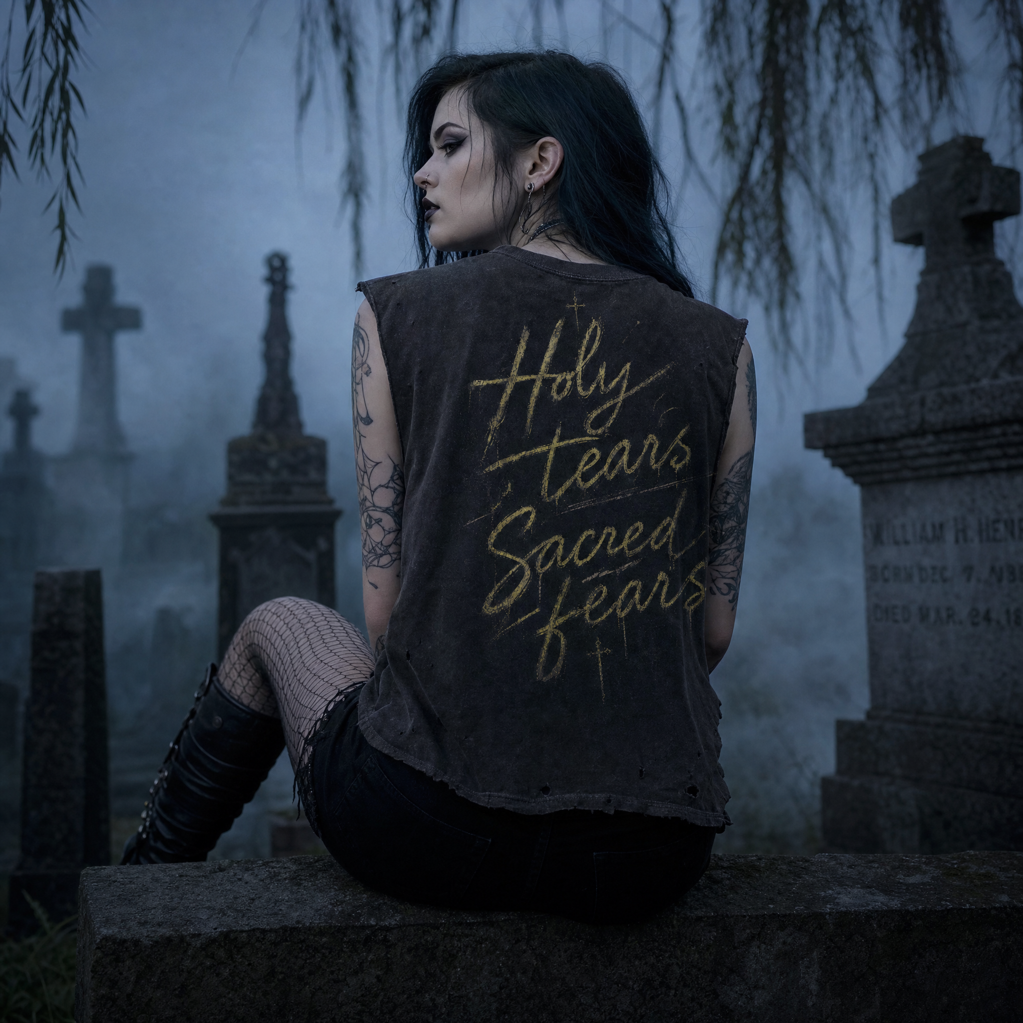Mary Praying Sleeveless Shirt - Elegant Black Top for Comfort and Style