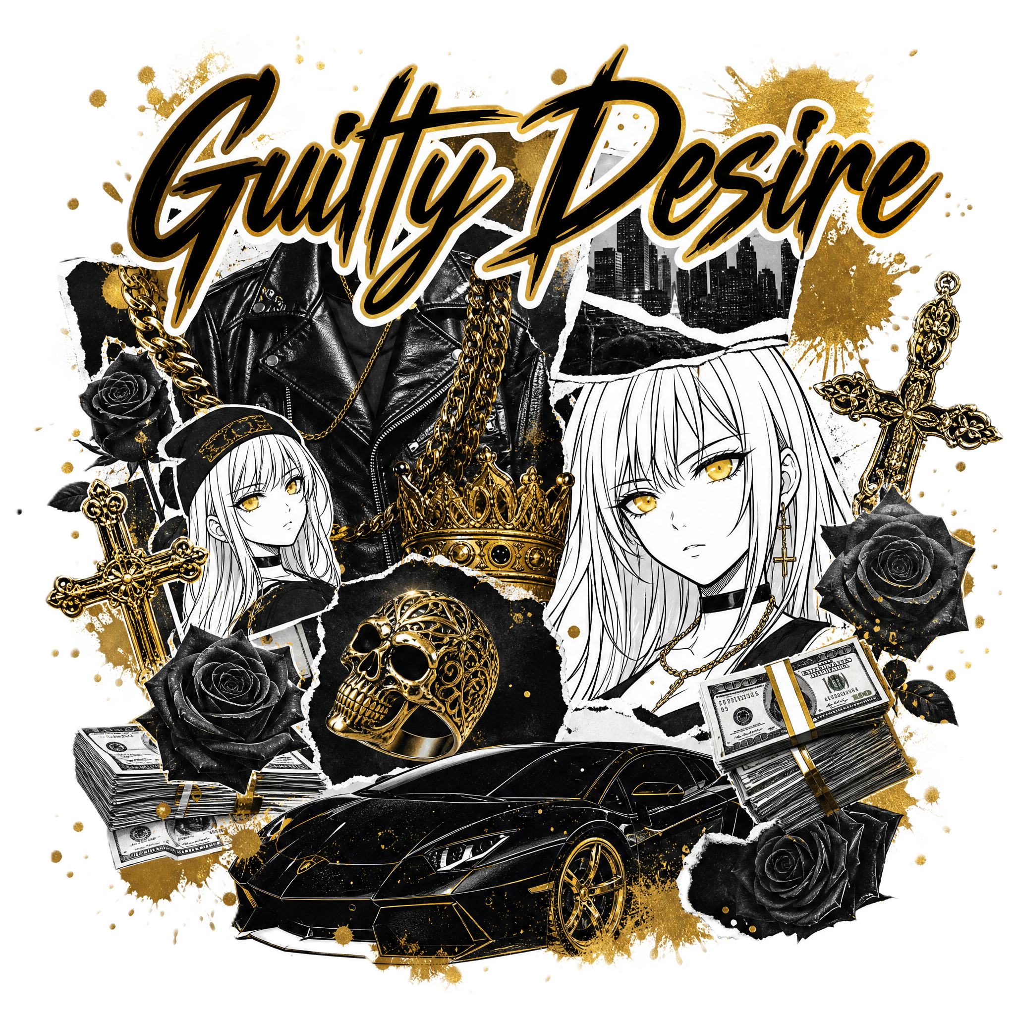 Full Graphic Crop Top — Black - Guilty Desire Shop
