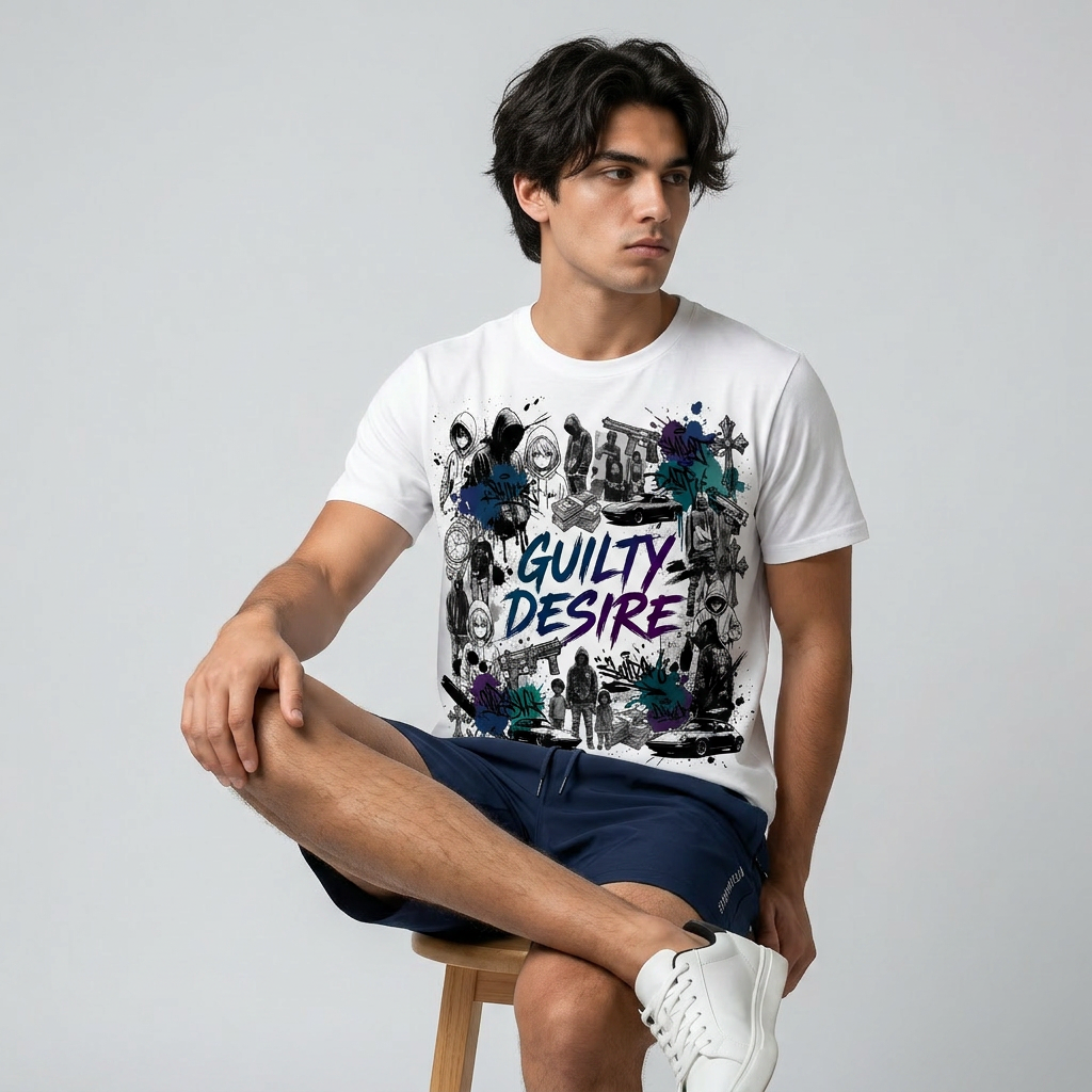 Urban Graphic Short Sleeve Shirt – Navy Shorts Set - Guilty Desire Shop