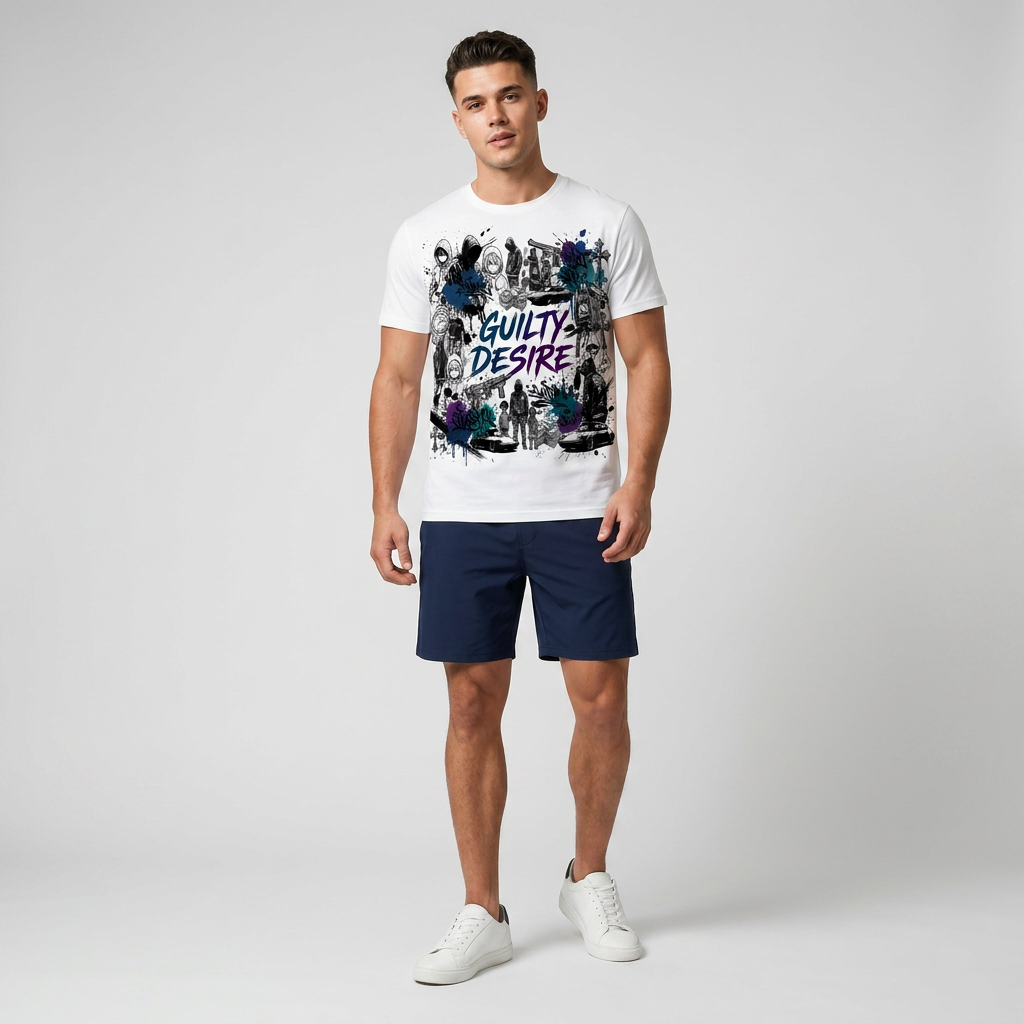 Urban Graphic Short Sleeve Shirt – Navy Shorts Set - Guilty Desire Shop