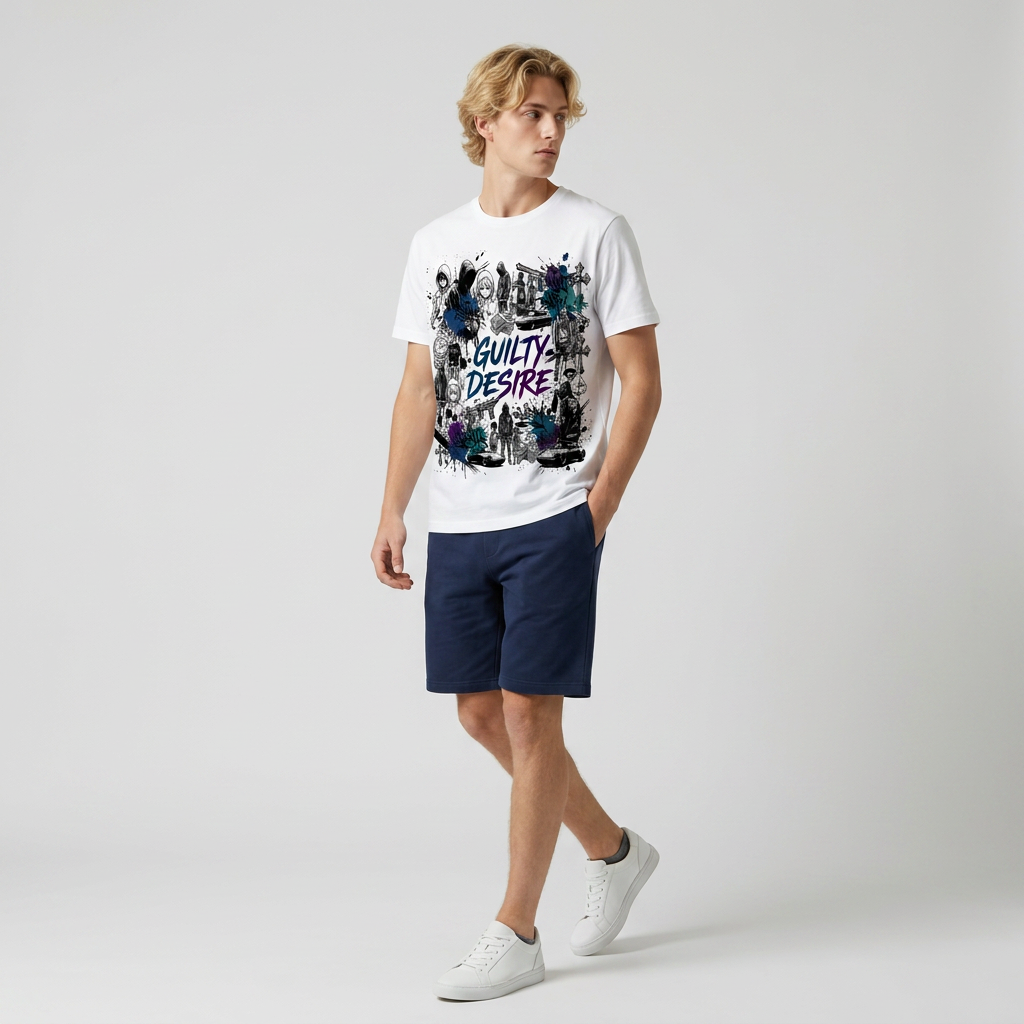 Urban Graphic Short Sleeve Shirt – Navy Shorts Set - Guilty Desire Shop