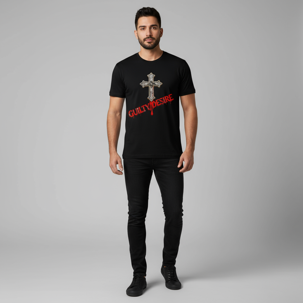 Cross Drip Short Sleeve Shirt — White/Black - Guilty Desire Shop