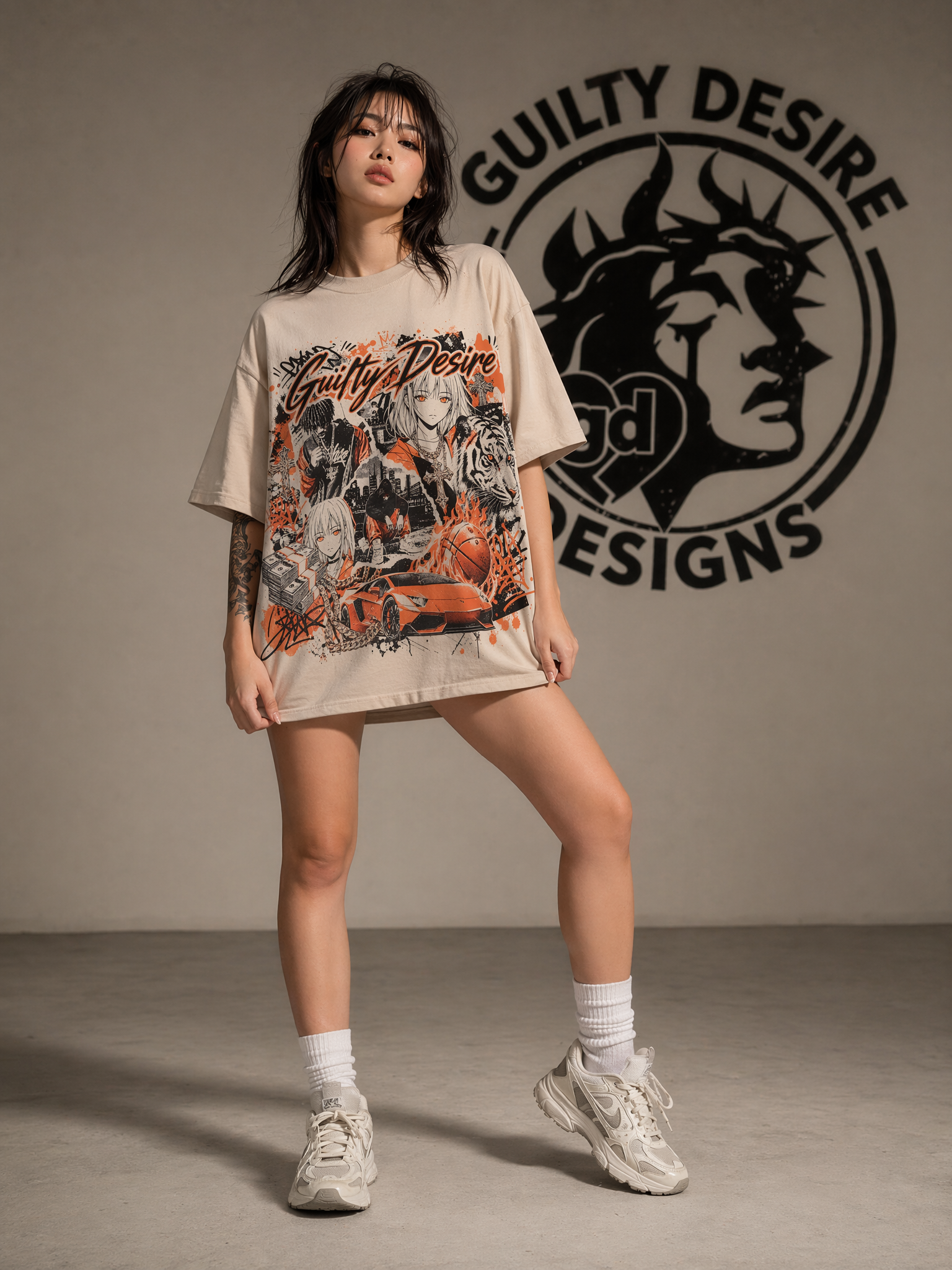 Orange Haze Short Sleeve Shirt — Tan - Guilty Desire Shop