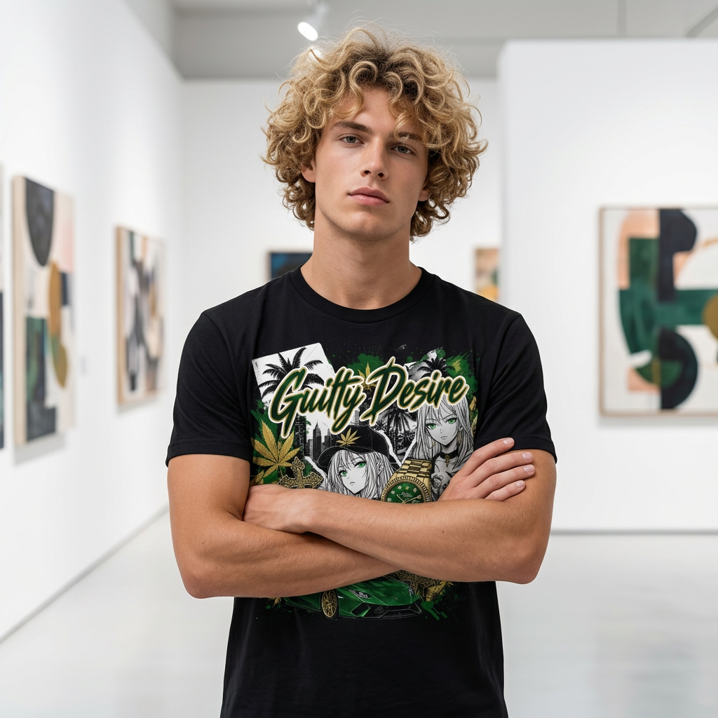 Guilty Desire Green Gold Graphic Tee – Black - Guilty Desire Shop