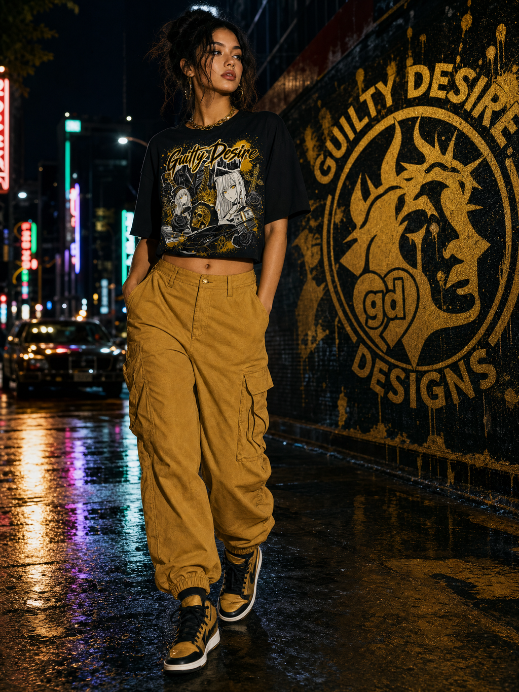 Full Graphic Crop Top — Black - Guilty Desire Shop