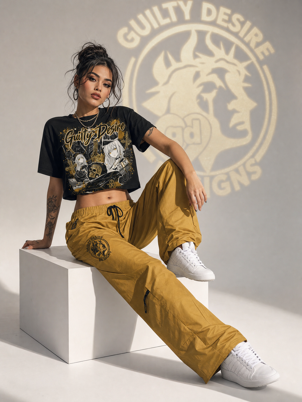 Full Graphic Crop Top — Black - Guilty Desire Shop