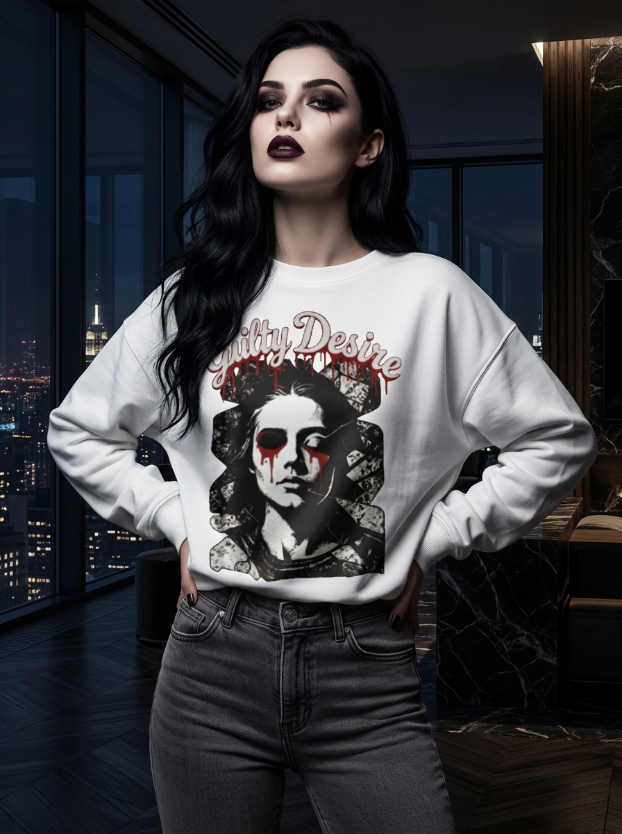Long Sleeve Sweatshirt — White - Guilty Desire Shop