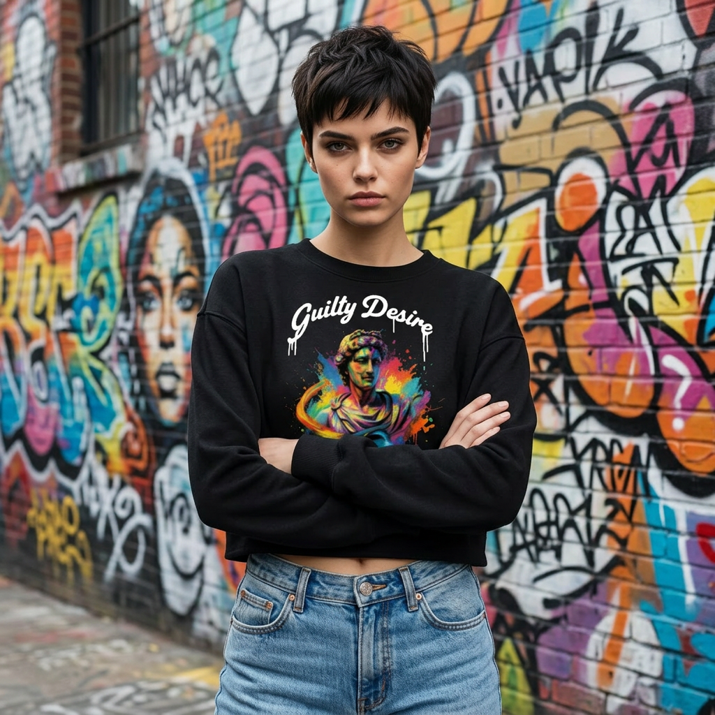 Fitted Crop Top, Long Sleeve — Black - Guilty Desire Shop