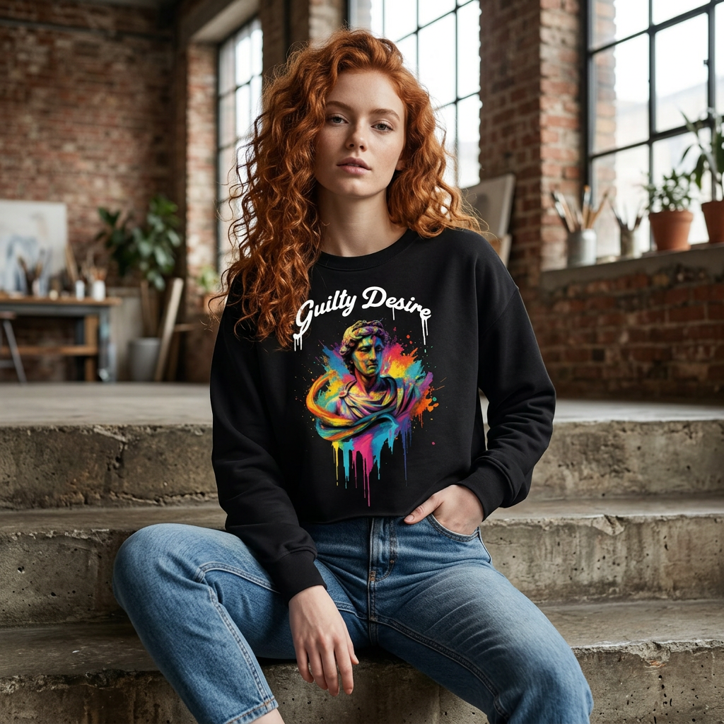 Fitted Crop Top, Long Sleeve — Black - Guilty Desire Shop