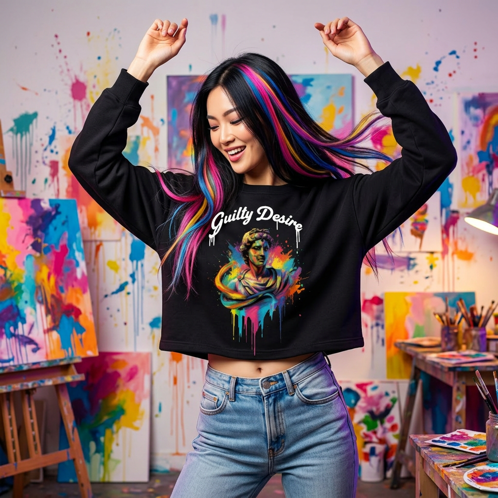 Fitted Crop Top, Long Sleeve — Black - Guilty Desire Shop