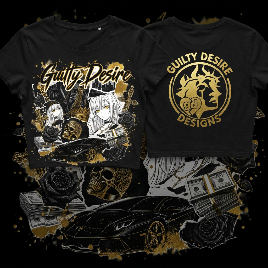 Full Graphic Crop Top — Black - Guilty Desire Shop