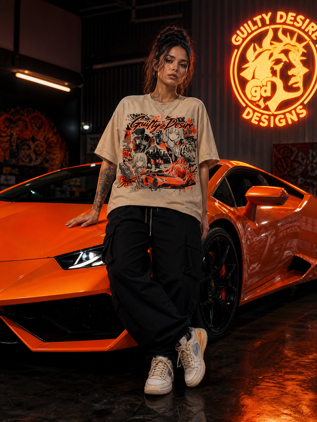 Orange Haze Short Sleeve Shirt — Tan - Guilty Desire Shop