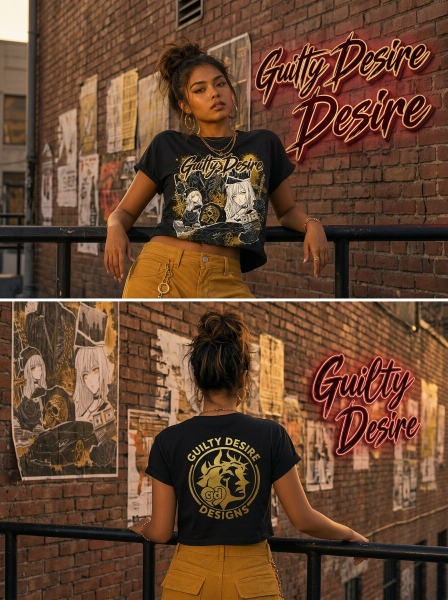 Full Graphic Crop Top — Black - Guilty Desire Shop