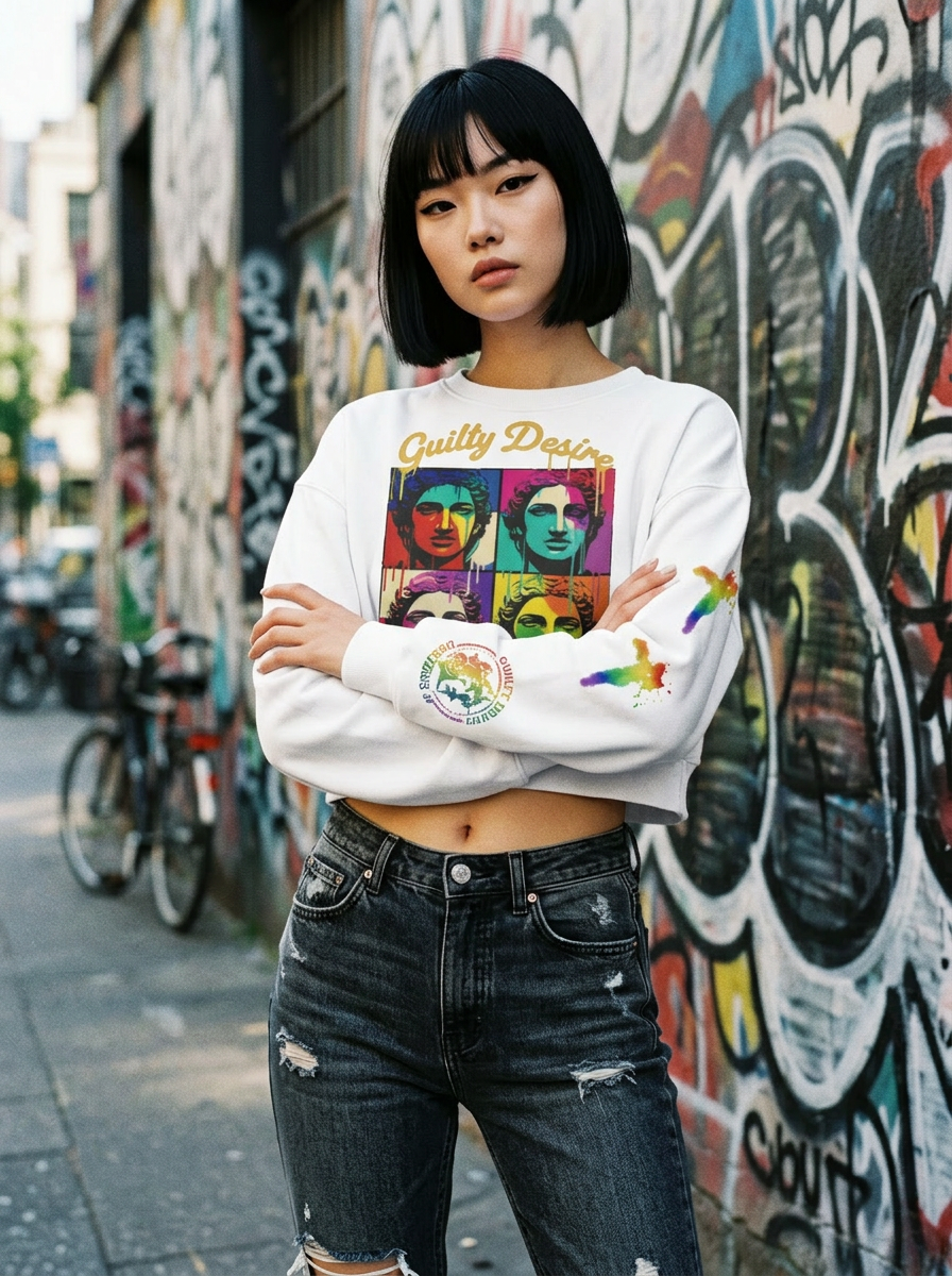 Cotton Essential Crop Top, Long Sleeve — White - Guilty Desire Shop