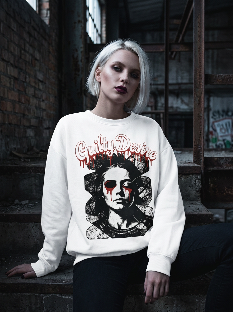 Long Sleeve Sweatshirt — White - Guilty Desire Shop