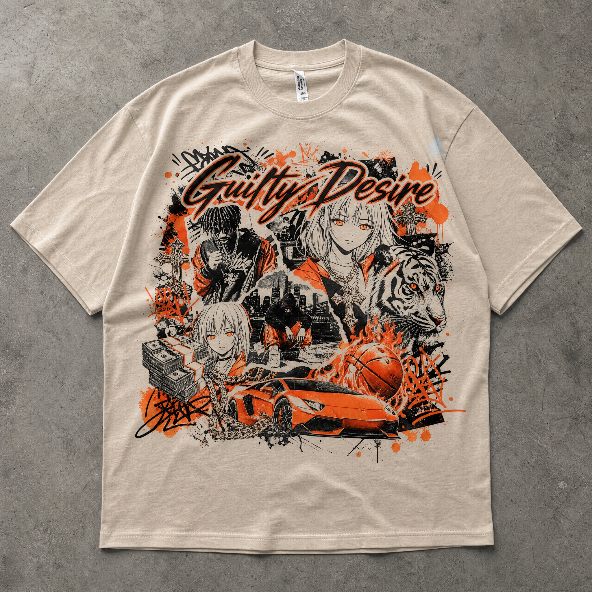 Orange Haze Short Sleeve Shirt — Tan - Guilty Desire Shop