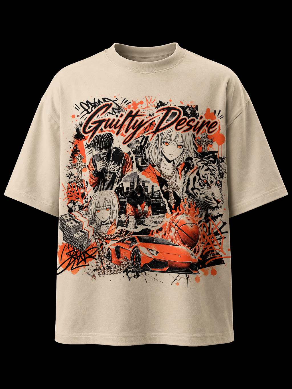 Orange Haze Short Sleeve Shirt — Tan - Guilty Desire Shop