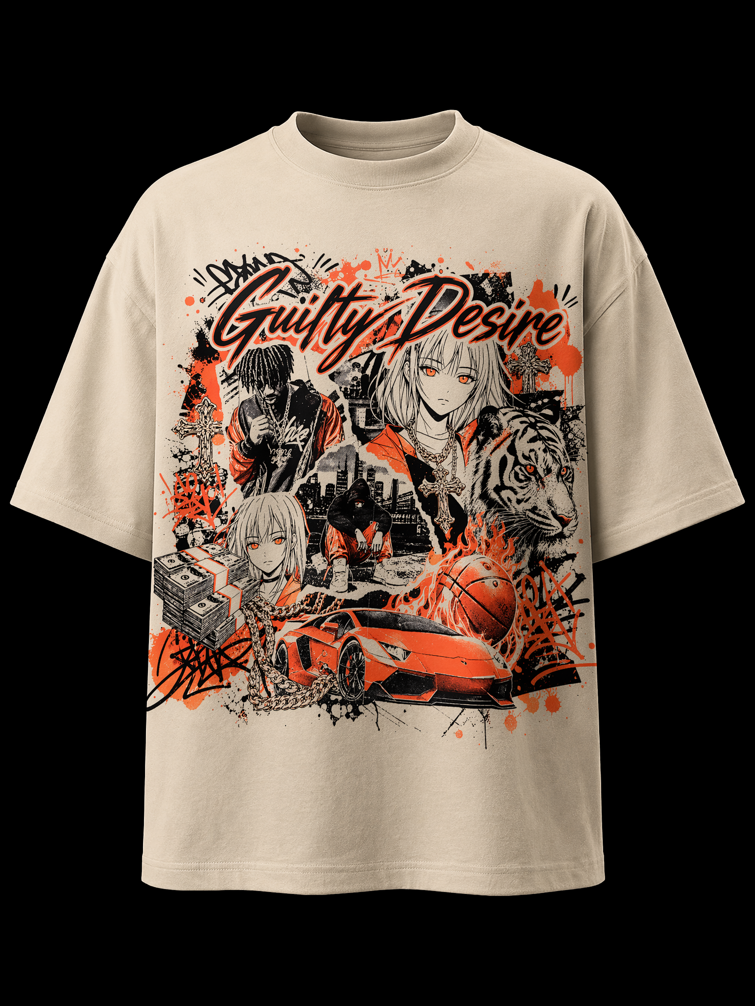 Orange Haze Short Sleeve Shirt — Tan - Guilty Desire Shop