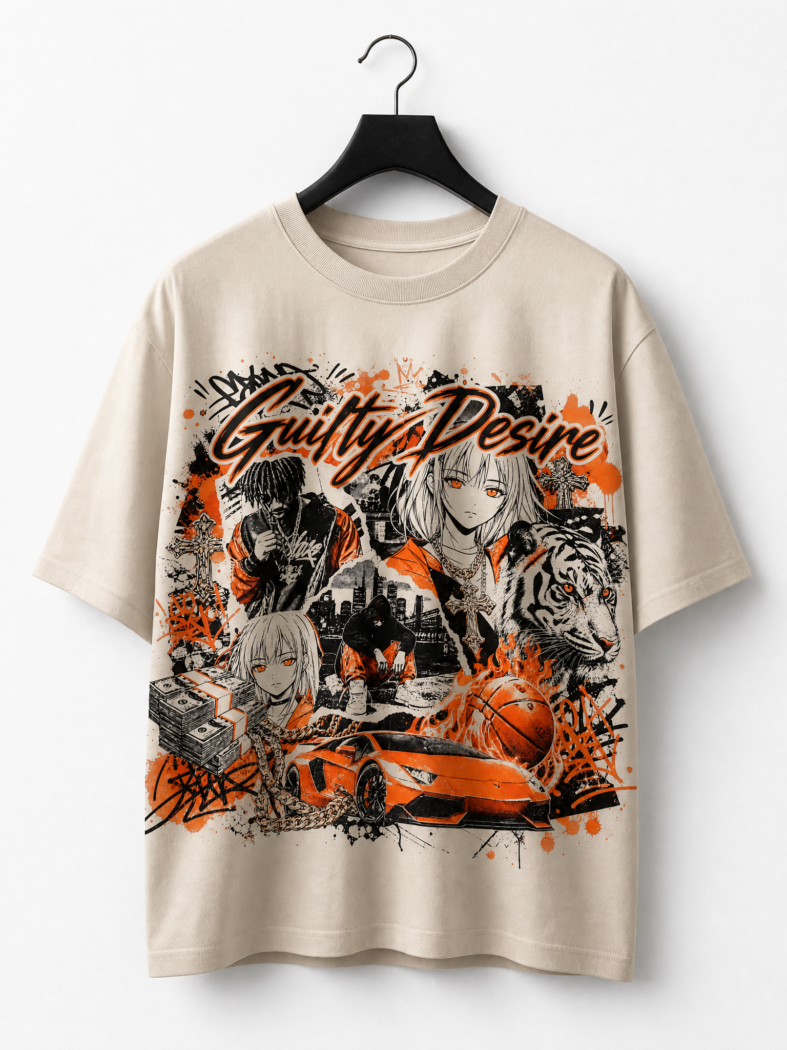 Orange Haze Short Sleeve Shirt — Tan - Guilty Desire Shop