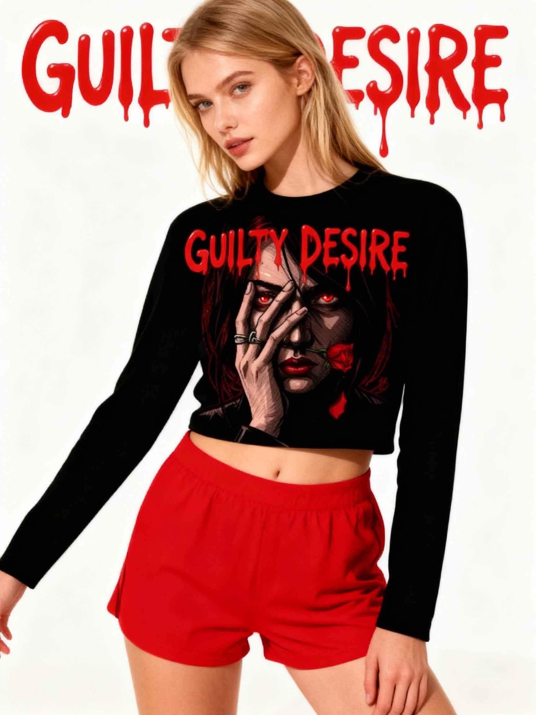 Sleek Edition Crop Top, Long Sleeve — Black