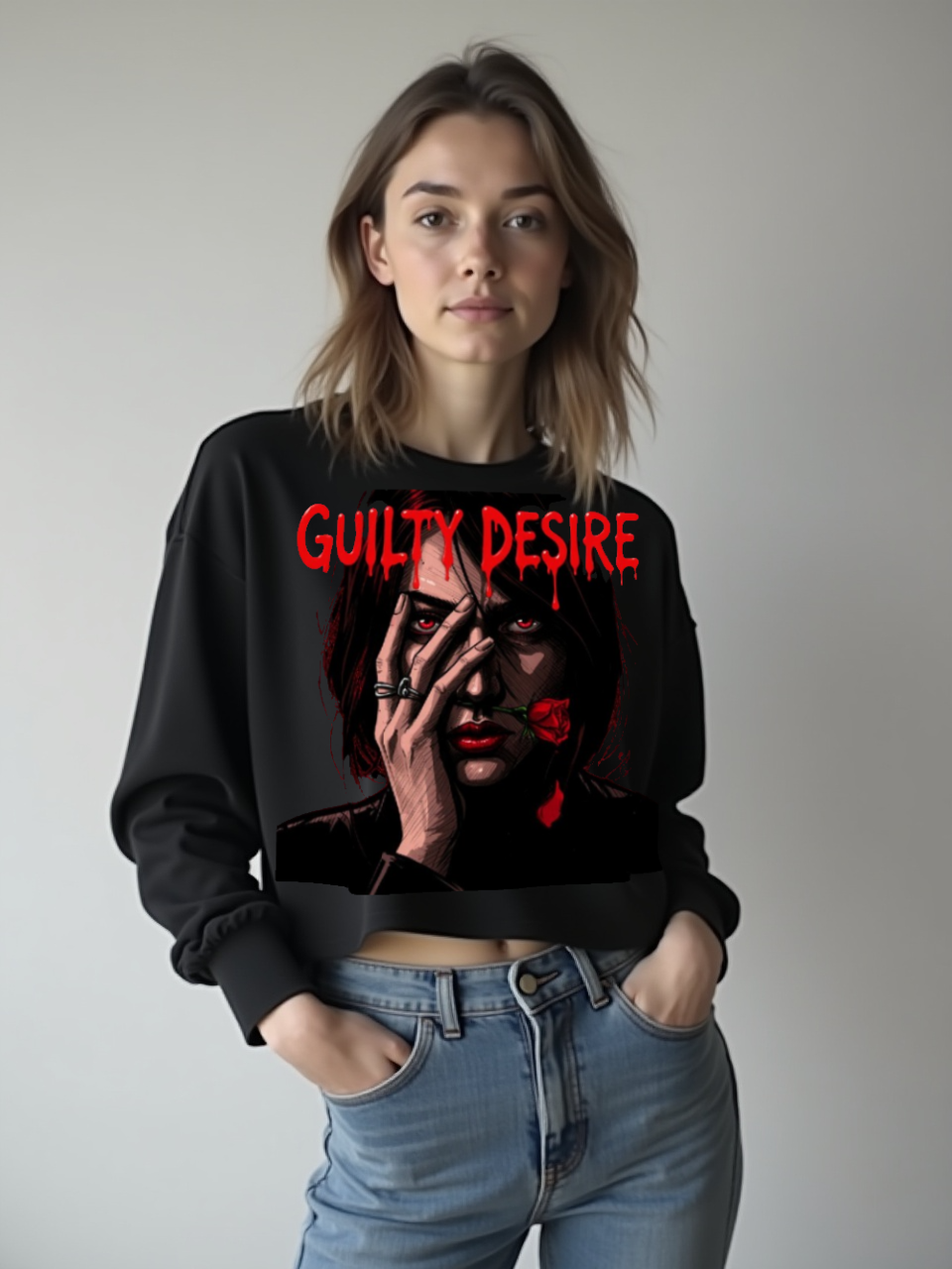 Sleek Edition Crop Top, Long Sleeve — Black