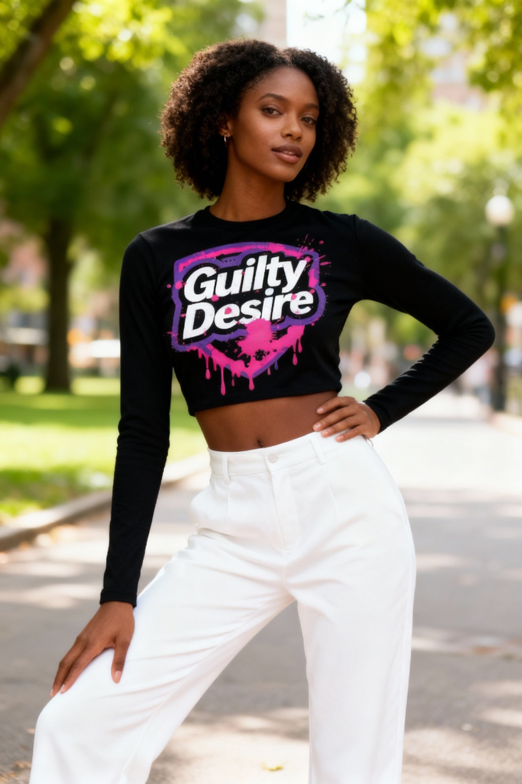 black long sleeve crop top