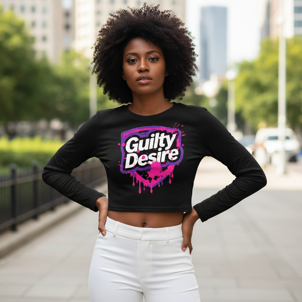 black long sleeve crop top